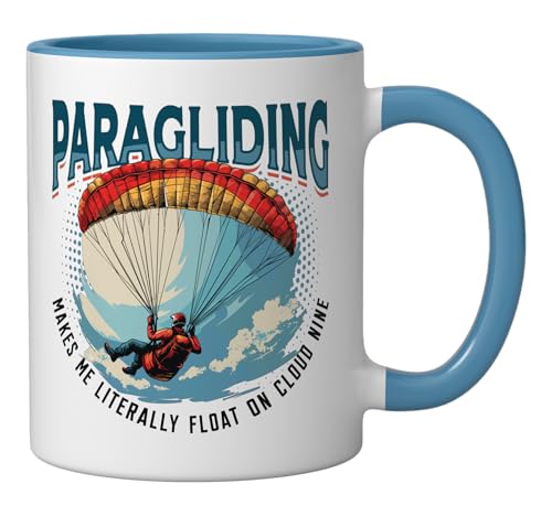 Taza de cerámica temática de parapente azul y blanco miniatura 2