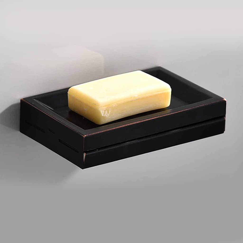 Nordic - Cesta de jabón de almacenamiento de ducha de baño para hotel, inodoro, montaje en la pared, jabonera sin perforaciones, para cocina, fregadero, baño, ducha, tapa de bambú montada en la pared