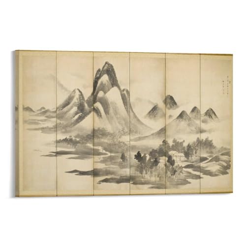 Peinture sur toile décoration salon tableau paysage japonais 20 x 30 cm