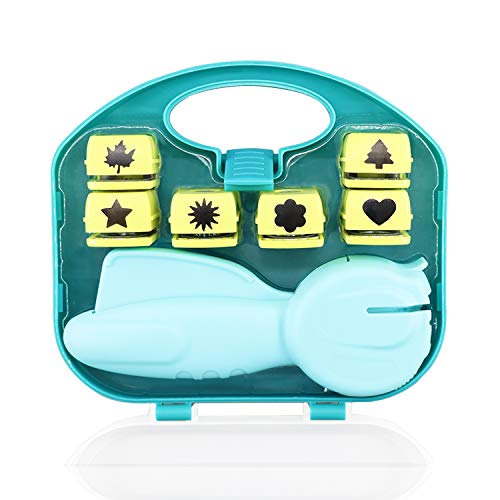 KAMEI Paper Craft Puncher DIY Paper Punch Set for Scrapbooking Supplies Carrying Case with Handle Arts for Kids Teacher Office