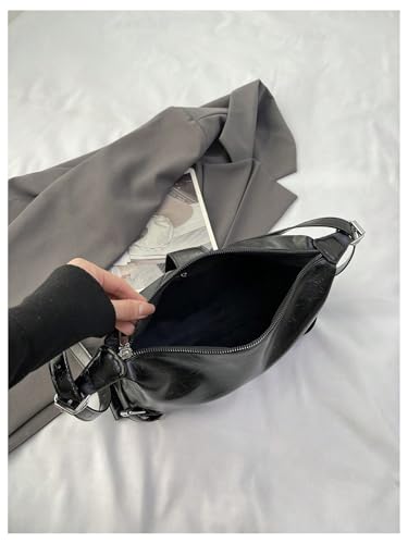 SweatyRocks Women's Leather Shoulder Bag Buckle Top Handle Underarm Bags Shopping Commute Handbag2