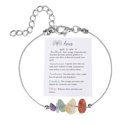 Generisch Pulsera de cristal con signo del zodiaco, regalo de cumpleaños, Géminis, Leo, Sagitario, regalos, tobilleras, regalo del signo del zodiaco, pulsera de piedra natural para mujer de talla
