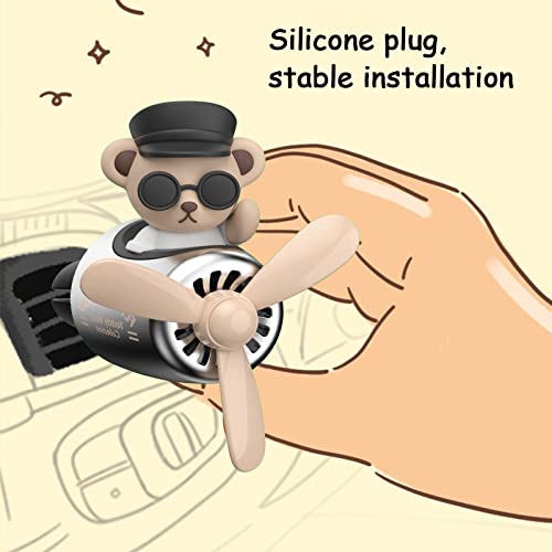Image of 2 Pcs Pilot Car Air Freshener, Cute Duck Car Vent Clip Air Freshener Automotive Air Outlet Fan Diffuser, Automotive Interiors Vent Decoration (Dog+Bear)