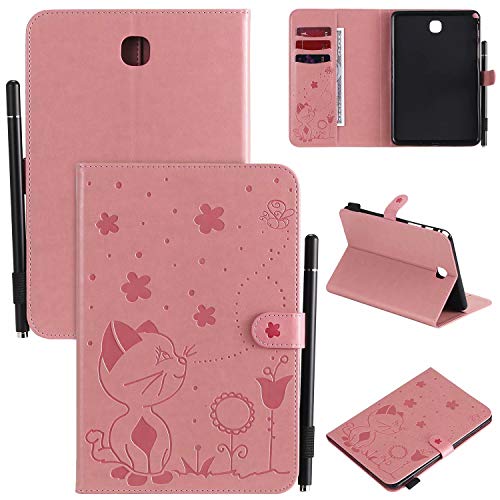 Smart Hülle für Samsung Galaxy Tab A SM-T350 {8"},Pu Leder Katze Biene Schutzhülle Case Cover mit Auto Schlaf/Wach Ständer Stift Halter