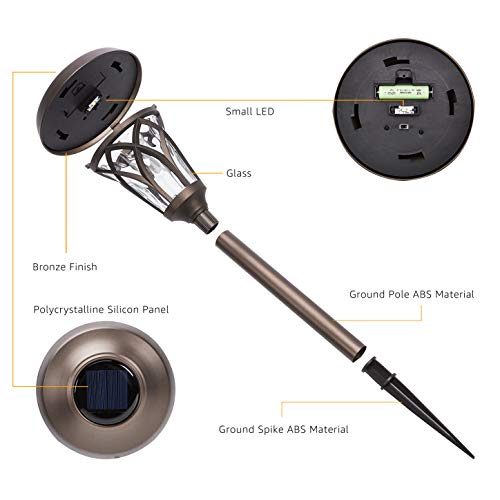 GIGALUMI Solar Pathway Lights Outdoor, 6 Pcs Super Bright High Lumen Solar Powered LED Garden Lights for Lawn, Patio, Yard.