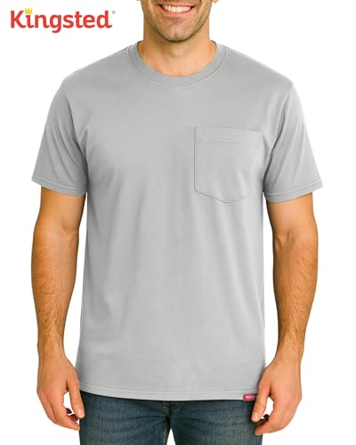 Image of Kingsted Pocket T-Shirts for Men - Super Soft & Comfy 100% Cotton Shirts | Short-Sleeve Crewneck Pocket Tee Shirts - Classic Regular Fit Work Shirt - Built to Last Midweight Cotton T-Shirts for Men
