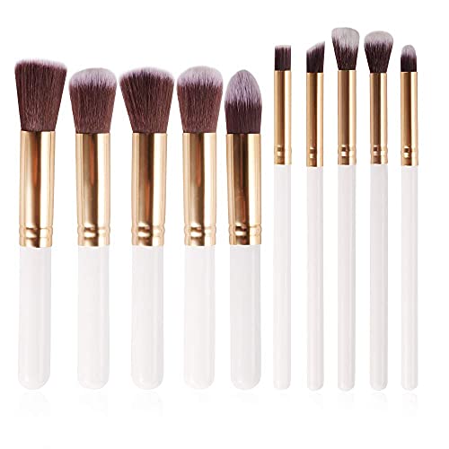 ClubBeauty Makeup Brush Set of 10, Foundation Brush Powder Brush Eyeshadow Brushes (White)