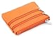 DEEZOMO Women's Top Grain Cowhide Leather Card Case Wallet/Coin Change Purse with Key Ring - Orange