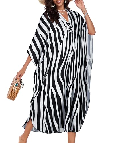 Image of Kaftan Dresses for Women V Neck Caftans Batwing Sleeve Beach Cover Ups | JILUVIN Plus Size Long Floral Print Dress, Loose Fit Maxi Casual Moomoo, Lounge House Mumu Nightgown Summer Vocation 2026