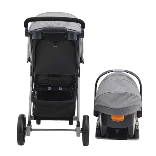 Image of Chicco Bravo 3-in-1 Trio Travel System, Bravo Quick-Fold Stroller with KeyFit 30 Infant Car Seat and Base, Car Seat and Stroller Combo | Parker