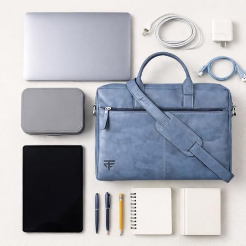 Image of TRUFLO Vegan Leather (PU) Laptop Messenger Bag | Fits up to 15.6-inch Laptop | Slim Office & Travel Shoulder Bag