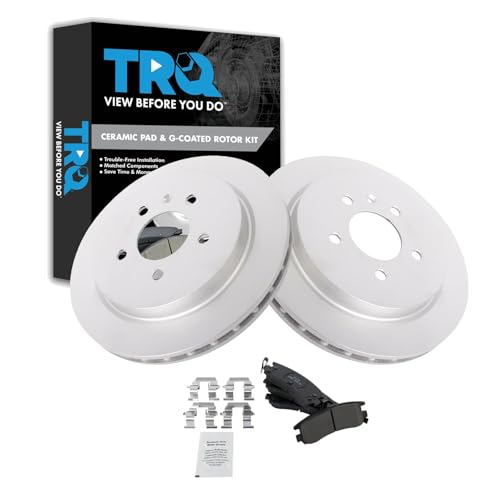 Image of TRQ Rear Brake Pad and Rotor Set Ceramic Coated Rotors Compatible with 2003-2004 Cadillac Seville