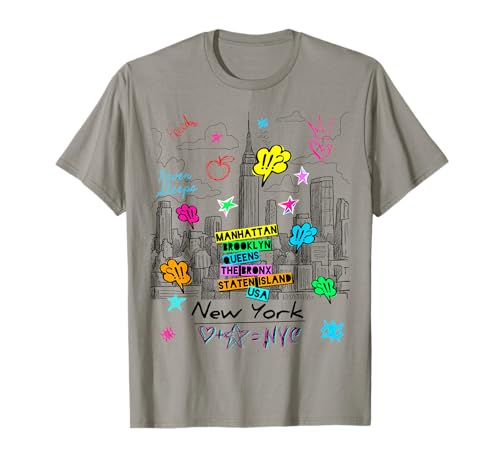 Cool Men's Women's Colorful New York City 5 Avenues Graffiti T-Shirt