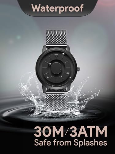 Image of EUTOUR Mens Watches Stainless Steel Magnetic Watch Quartz Watch Business Casual Fashion Wrist Watches Stainless Steel Mesh Strap Black Watches Men 40mm