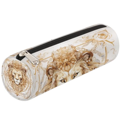 VQUVQV Estuche para lápices, suministros escolares, bolsa para bolígrafos para niñas, niños, estudiantes, almacenamiento de artículos de papelería, Cool Golden Lion Art Paiting, Organizador de bolsas