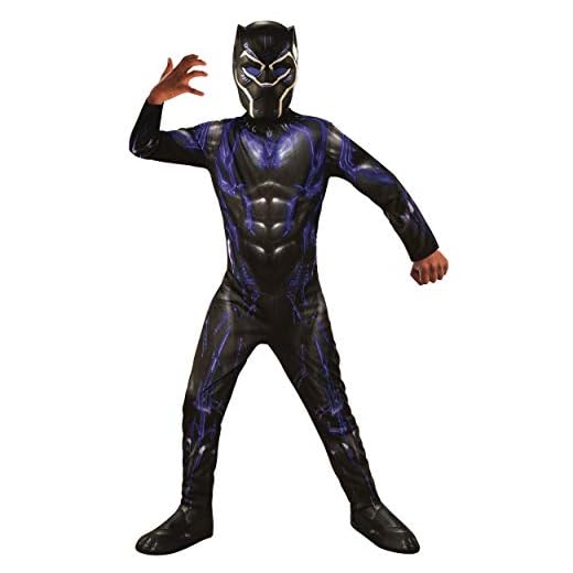 Rubies Disfraz Black Panther Battle Endgame para niños y niñas, Jumpsuit con cubrebotas y máscara, Licencia Oficial Marvel para cumpleaños, Cosplay, Fiestas y Carnaval