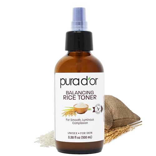 PURA D'OR 3.38 Oz Rice Water Balancing Facial Toner - Hydrating & Soothing Formula with Natural Extracts - Skin Texture Support for Radiant Skin - Alcohol-Free - Travel Size - image 1