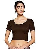 TINSIE Chemisier sari à manches courtes en coton lycra pour femme, marron, taille unique