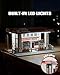 MOCBURIKU 1/64 Diorama for Diecast Cars, 73-Piece 3D Wooden Puzzle with LED Lights, 2-Hour Assembly, Display Case for Hot Wheels Garage (Gas Station)