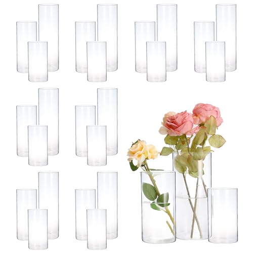 24 PCS Hurricand Glass Candle Holders, Clear Glass Cylinder Vase for Centerpieces Wedding Party Decoration by yshengood - Used condition - US$91.63