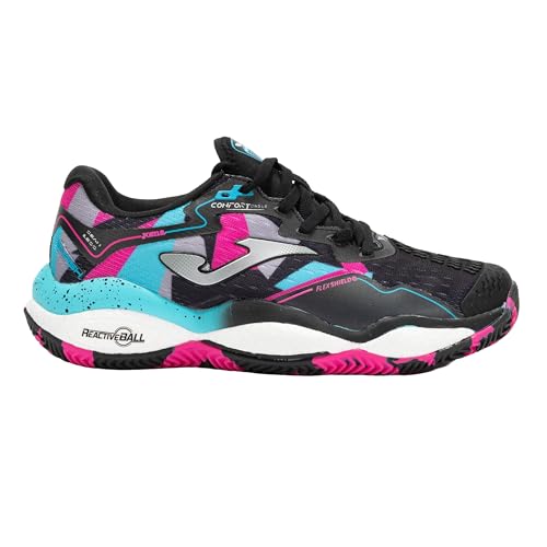 Joma Pádel Zapatilla Smash Lady Negro, 37-41 - Suela Reactive Ball Que Absorve Impactos y Evita Torsiones en Articulaciones