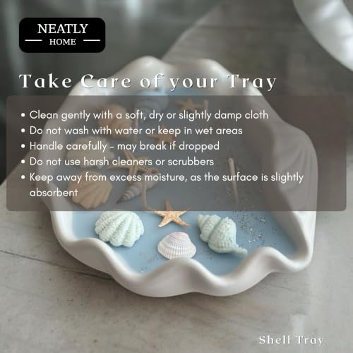 Image of Aesthetic Handmade Big Shell Trinket Tray Handmade | Jewelry Organizer | Vanity Tray for Women | Minimalist Home Decor, Candle Holder & Multipurpose - (15 x 16.5 cm)
