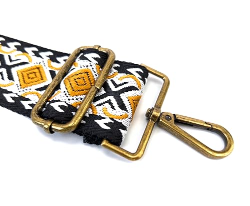 Image of Purse Strap Replacement for Crossbody Bags & Handbags | Premium Webbing with Bronze Hardware Clip-On Installation Adjustable Length Comfortable Wide Guitar Style Strap
