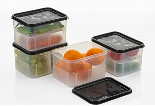 Image of Xiran Fridge Storage Containers, Storage Box for Kitchen, Refrigerator Organizer Containers, Kitchen Storage Box, 2 Partition, Fridge Storage Boxes, Pantry Organization (Pack of 6, 2300Ml)