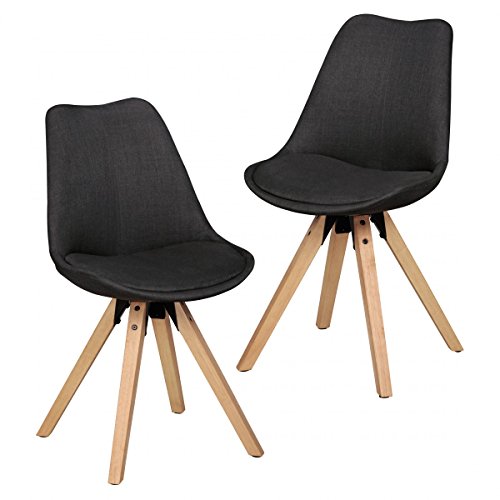 Conjunto de Cubierta de Tela Silla tapizada 2 Silla de Comedor Retro Lima Antracita Acolchado del Respaldo Diseño Silla de la Cocina