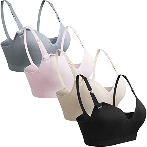 Gxxge Womens Seamless Nursing Bra For Breastfeeding Push Up Sleeping Wireless Maternity Bra Black Beige Grey Pink X-Large #TOP23