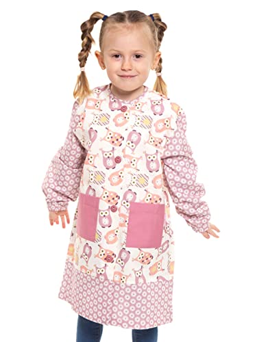 Ardeco's - Bata baby colegio con botones estampado Búhos (4 años) Cover