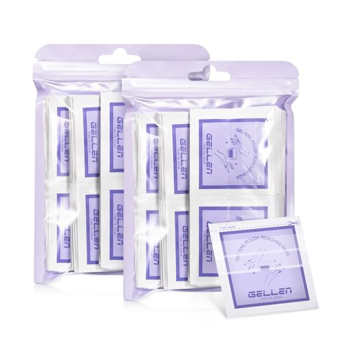 Image of GELLEN Nail Polish Remover Pads, Non-Acetone, 100 PCS Individually Wrapped | 3-5s Removal for Regular Nail Polishes, 10 mins for Gel Nail Polish, Rich in Lavender Oil, No Drying Out for Home Salon