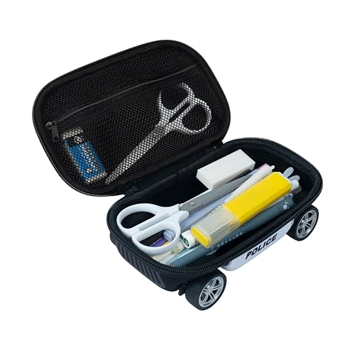 Image of ZIPIT Police Car Pencil Case for Boys, Large Capacity Pencil Box, Blue