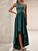 Fodebu Green One Shoulder Cocktail Prom Sequin Dresses Satin Formal Wedding Guest Dresses High Low Hem Sleeveless Homecoming Dress, S