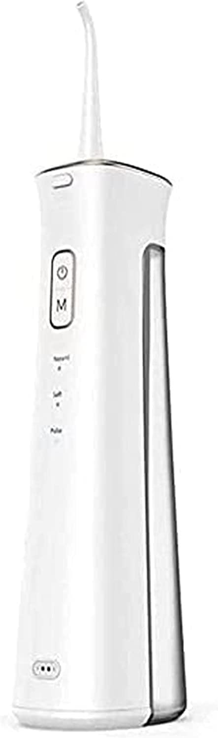 GeRRiT Flosa de Agua portátil de Limpiador de Dientes,USB Reparador Oral de Limpiador de Dientes inalámbricos Recargables, con 3 Modos, Tanque de Agua de 150 ml, LCD Indicador de batería y Boquilla