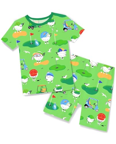 Babee Reshinee Bamboo Viscose Toddler Pajamas Boys Girls Kids Baby Cool Short Summer Golf Pjs Set 4-5T Two Piece