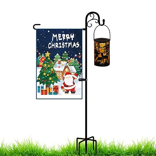 XKMHWJ 47 inch Garden Flag Stand Holder Shepherd Hook 2 Pack Yard Garden Flag Pole Anti-Wind Clip for Outside House Hanging, Small Flag, Solar Lights, Wreath, Lanterns, Wedding Decor (1pack)