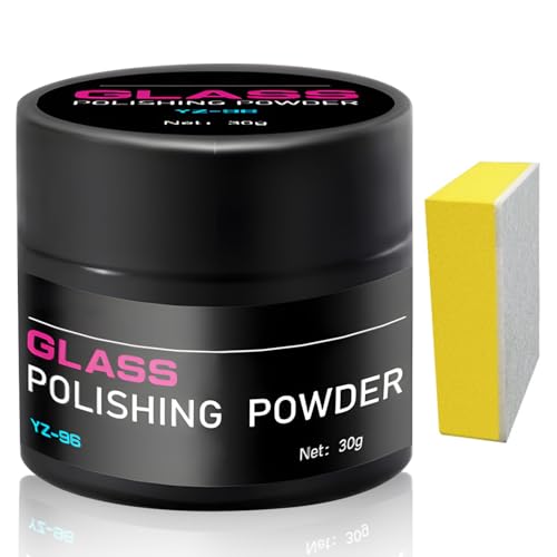 Glas Kratzer Entferner Feines Polierpulver Glaspolitur Gegen Kratzer Im Glas mit Schwamm Glaskratzer Entferner für Innen & Außen Removes Swirls Scratches Wiper Marks