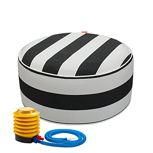 In4 Care Inflatable Ottoman Footrest Stool With Portable Air Pump And Storage Bag, Used For Indoor Or Outdoor, Kids Or Adults, Camping Or Home-White Black Stripes #TOP11