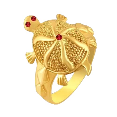 bhumi creation Panchdhatu Zircon Studded Tortoise Turtle Meru Ring Adjustable Gold Plated for Men and Women, Set of 6-picture-24