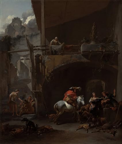 Toile Peinture Murale le retour de la chasse Nicolaes Pietersz Berchem pour Grand Mur Vide Salon