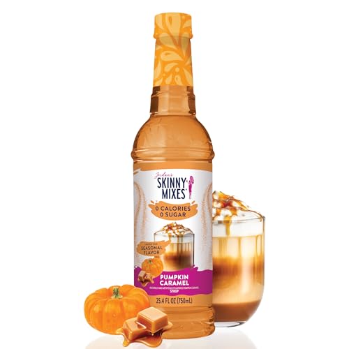 Jordan's Skinny Syrups Coffee Syrup, Pumpkin Caramel Flavor Drink Mix, Zero Calorie Flavoring for Chai Latte, Protein Shake, Food & More, Sugar & Gluten Free, Keto Friendly, 25.4 Fl Oz, 1 Pack