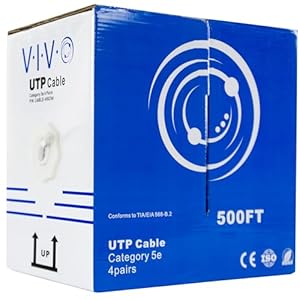 VIVO 500ft Bulk Cat5e Wire, CCA Ethernet Cable, 24 AWG, UTP Pull Box, LAN Network, White, CABLE-V002W