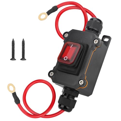 Linkstyle Waterproof Inline Cord Switch, DC12-24V DPST On Off Toggle Switch with Red Light &amp; 10 AWG Cable Wire for Outdoor Electrical Appliances