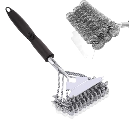 Cepillo de limpieza para parrilla de barbacoa, cepillo de parrilla sin cerdas, cepillo de alambre para parrilla con raspador de metal, cepillo de limpieza seguro para todo tipo de parrillas, limpieza