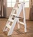 HIGHKAS Scala Pieghevole 5 Strati a Spina di Pesce Scale in Legno massello Ascend Step Sgabello, Bianco
