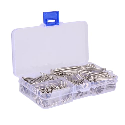 460 Piezas Clavos redondos de acero inoxidable, Plata cabeza plana para madera miniatura 1