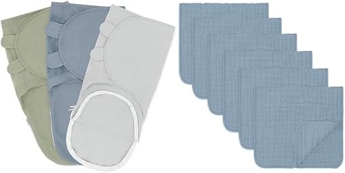 Miniatura 1 de Comfy Cubs Saco de dormir fácil ajustable con cremallera de fácil acceso y paños de muselina para eructos, paquete grande