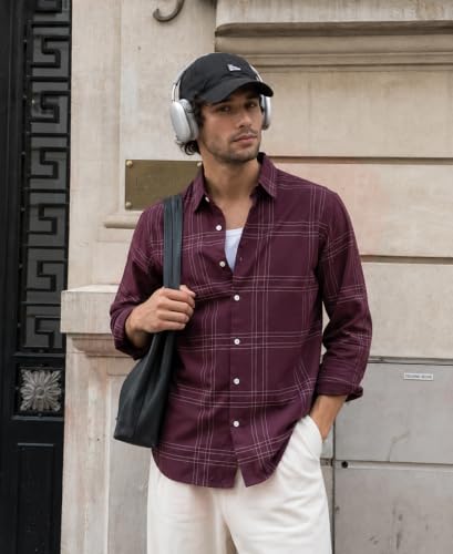FINIVO FASHION Store FINIVO FASHION Men's Cotton Blend Checked Casual - Image 3