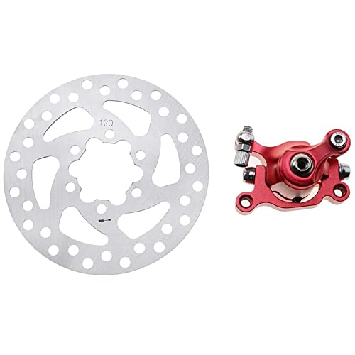 GOOFIT RED Brake Caliper+120mm Disc Rotor Brake Front Rear for MBX10 MBX11 Moto Rear Mini Bike 47cc 49cc Pocket Bike Goped Scooter Go-Kart Bicycle motorcycle Disc EBikes Mountain Bike And Sports Bike